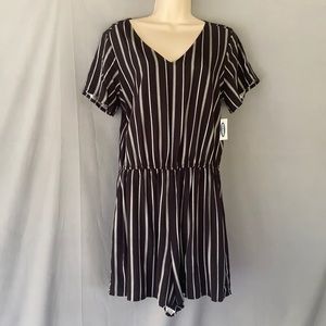 Old Navy black and white striped romper